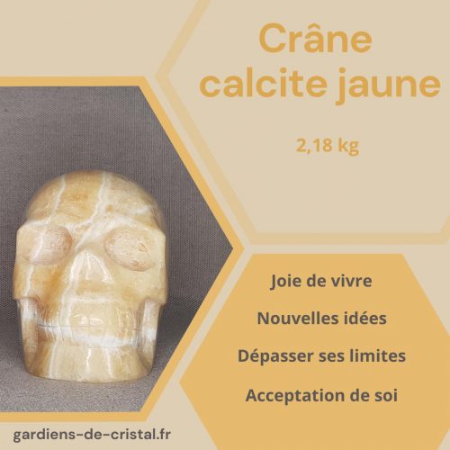Crâne calcite jaune 2,18 kg