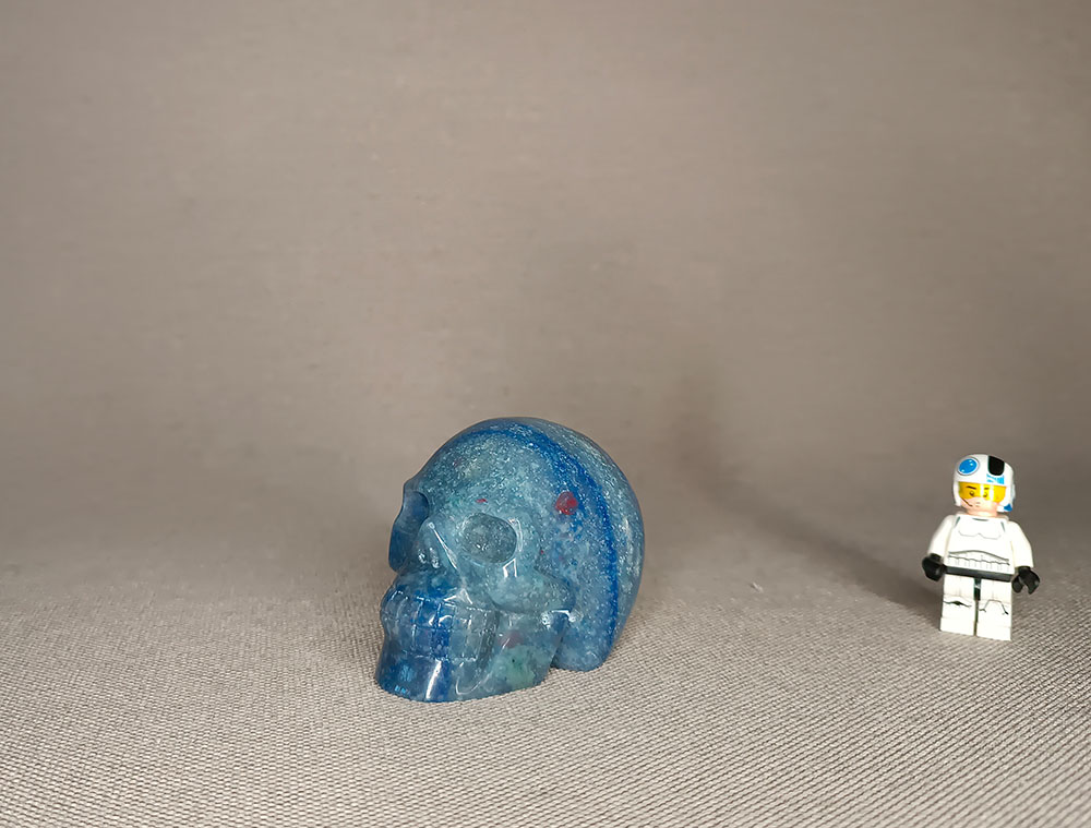 Crâne de cristal en Aventurine bleue 255 grammes